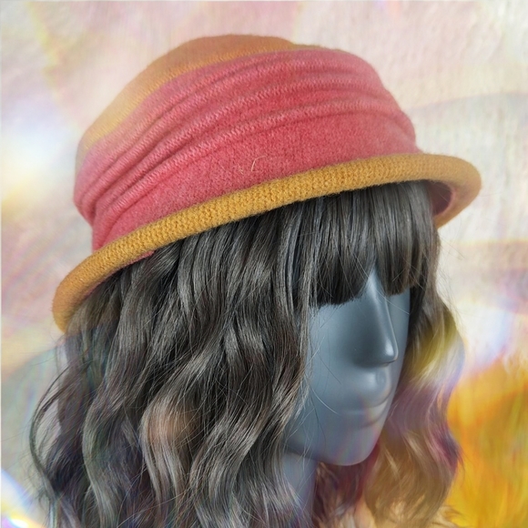 Adora Accessories - Vintage Y2K Adora Pink & Mustard Wool Bucket Hat